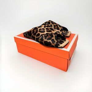 Katy Perry The Checked In Slide Sandal Leopard Print Satin 5 NIB